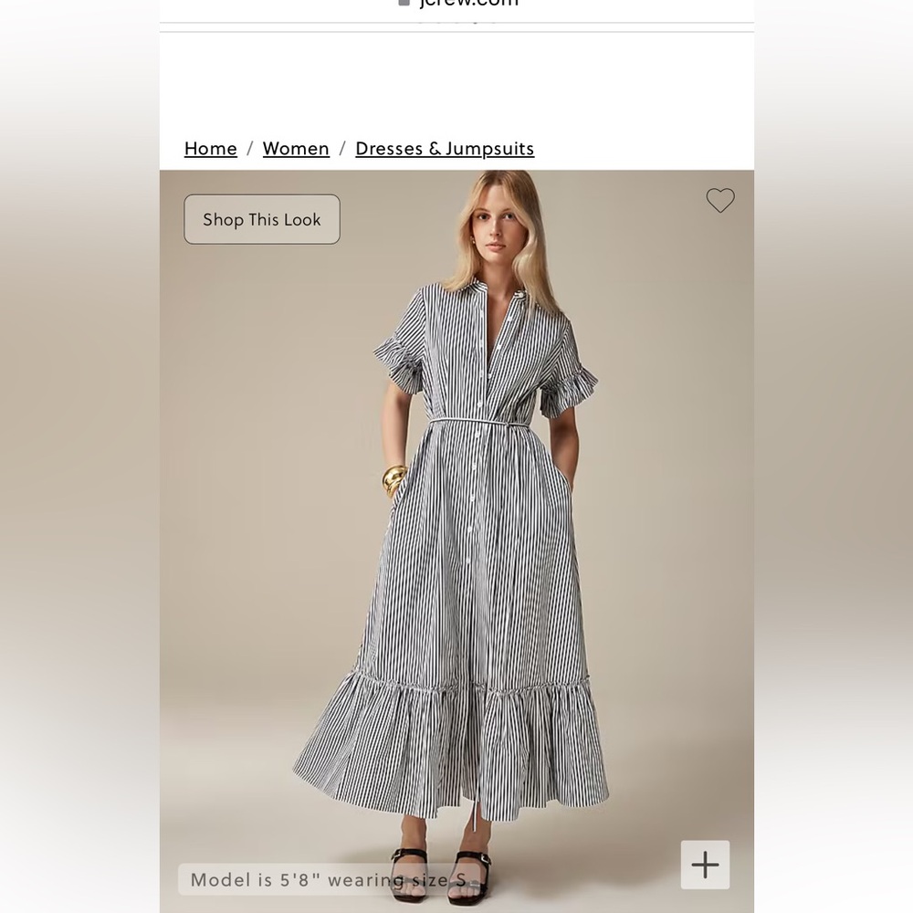 J.Crew - Amelia maxi shirtdress in stripe cotton poplin - Size Large